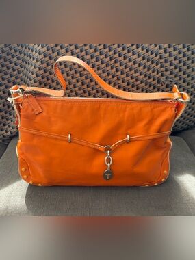 Tod's Vibrant Orange Leather Shoulder Bag with Charm